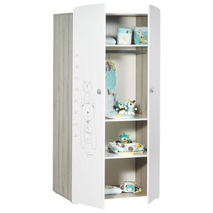 BABYPRICE Armoire 2 portes TEDDY