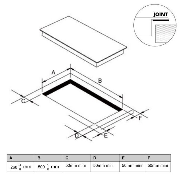 Plaque de cuisson vitrocéramique OCEANIC 2 foyers L28,8 x P52cm OCEAT