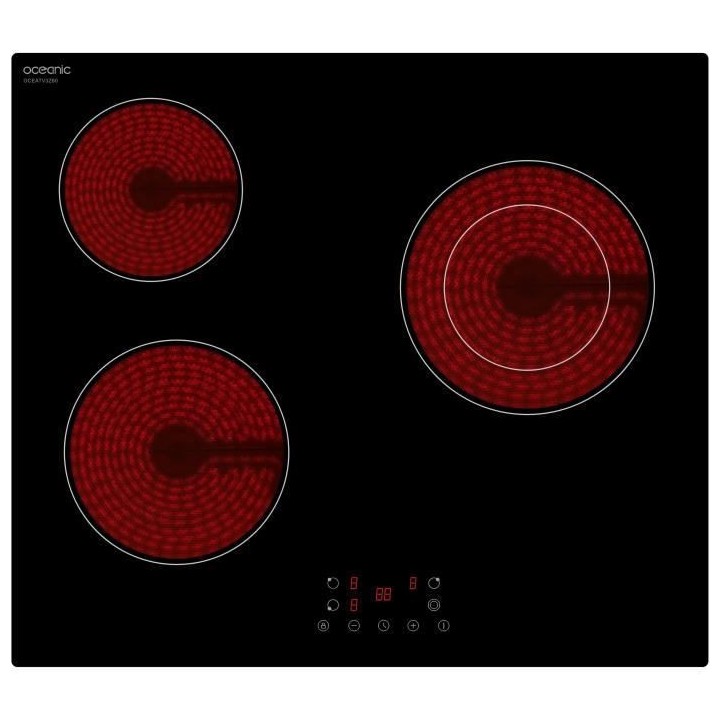 Plaque de cuisson vitrocéramique OCEANIC 3 foyers L56 x P49 cm OCEATV
