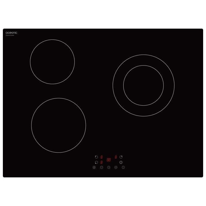 Plaque de cuisson vitrocéramique OCEANIC 3 foyers L70 cm avec encastr
