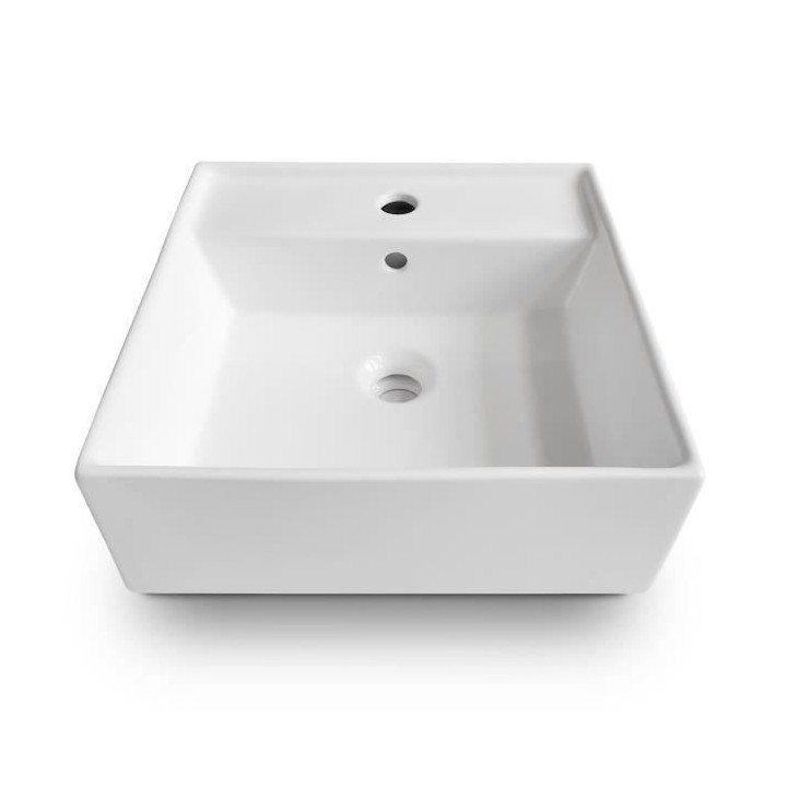 Vasque a poser en céramique forme carrée OCEANIC - 41,5x41,5x15 cm L