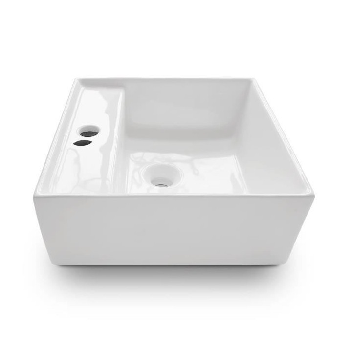 Vasque a poser en céramique forme carrée OCEANIC - 41,5x41,5x15 cm L
