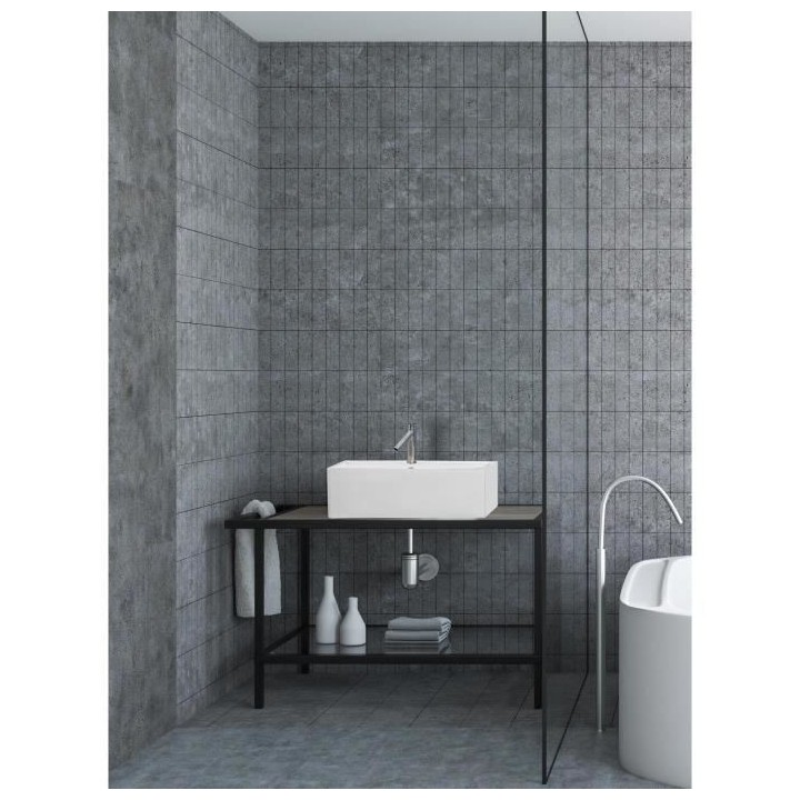 Vasque a poser en céramique forme carrée OCEANIC - 46x46x16 cm Lenã