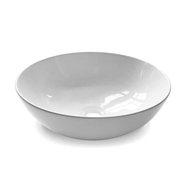 Vasque a poser en céramique forme bol OCEANIC - 39,5x39,5x13,5 cm Tan