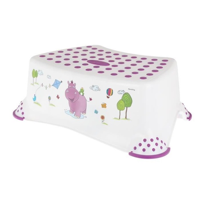 MILL'O BÉBÉ Marche-Pieds Blanc Violet Décor Hippo