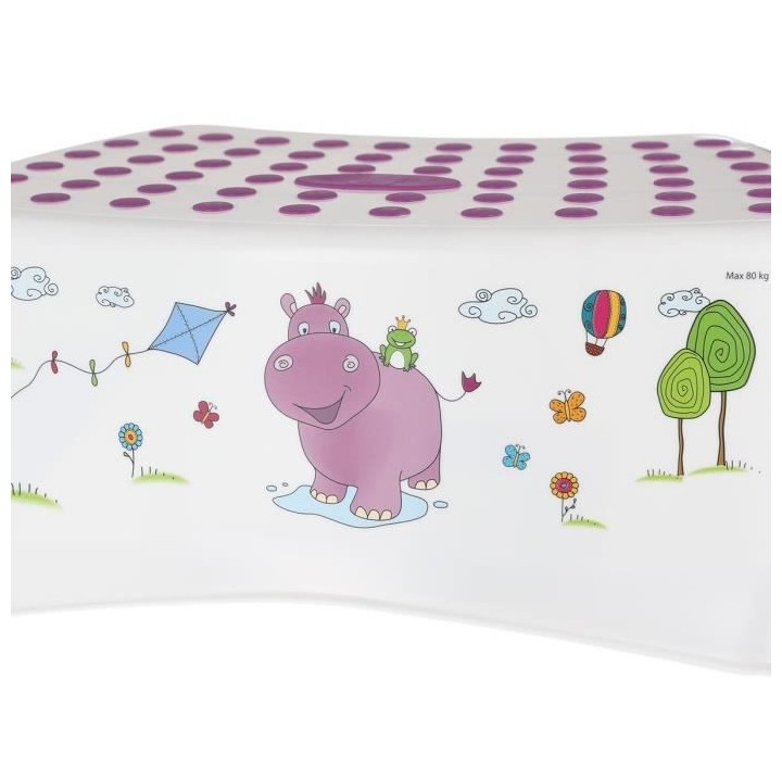 MILL'O BÉBÉ Marche-Pieds Blanc Violet Décor Hippo