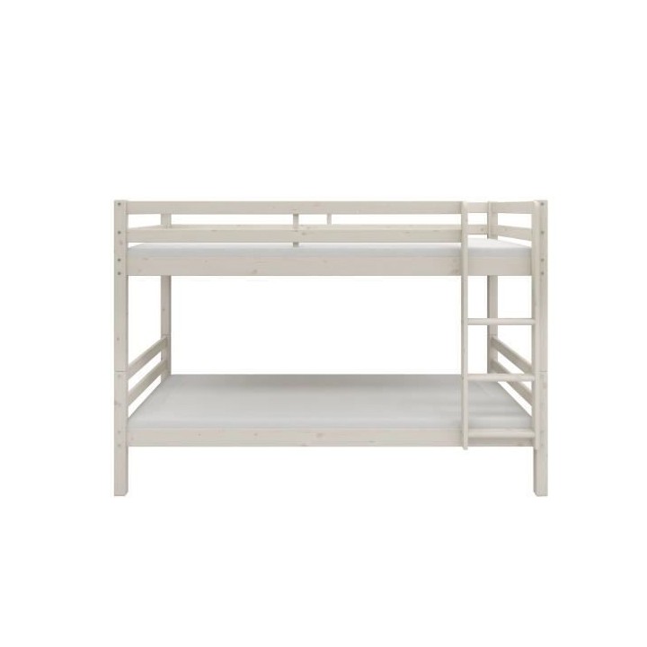 Lit superposés séparables enfant - 2x90x190 cm - Pin massif blanchi