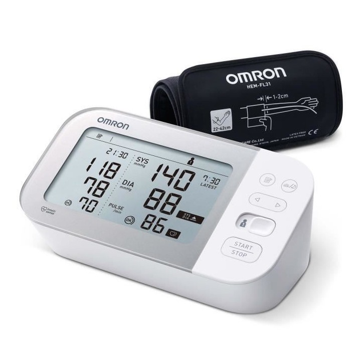 OMRON X7 Smart Tensiometre Bras connecté - Détecte les risques de fi