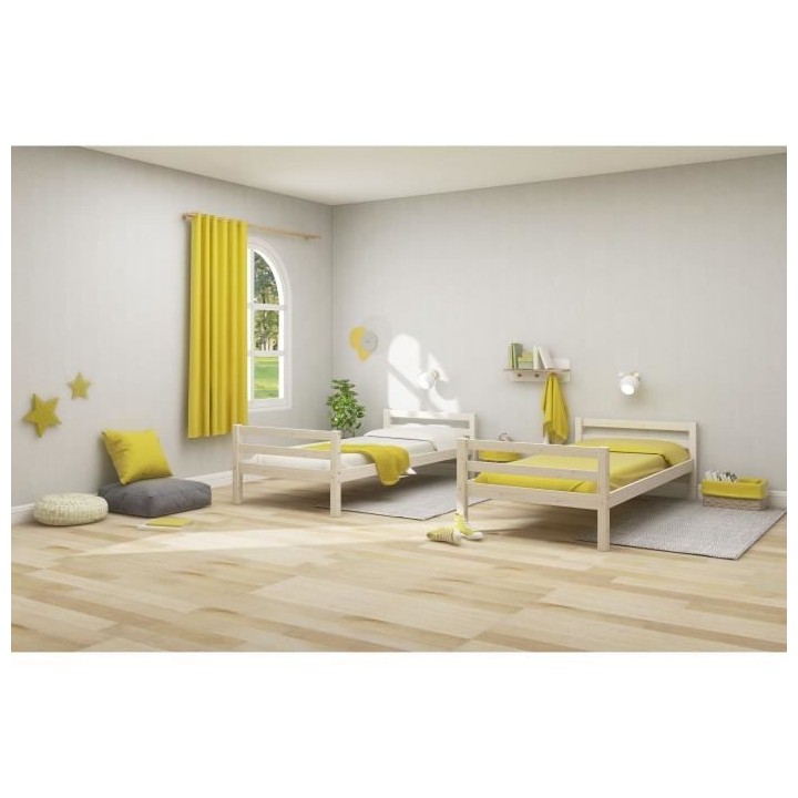Lit superposés séparables enfant - 2x90x190 cm - Pin massif blanchi