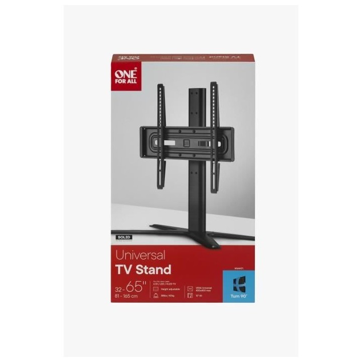 ONE FOR ALL - Pied TV a poser 32-65 Gamme Solid - Inclinable 15° & Or
