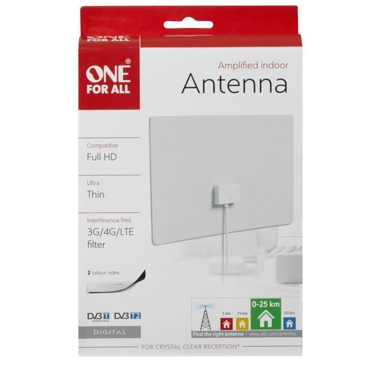 ONE FOR ALL SV9440 - Antenne d'intérieur - Ultra plate pour un positi