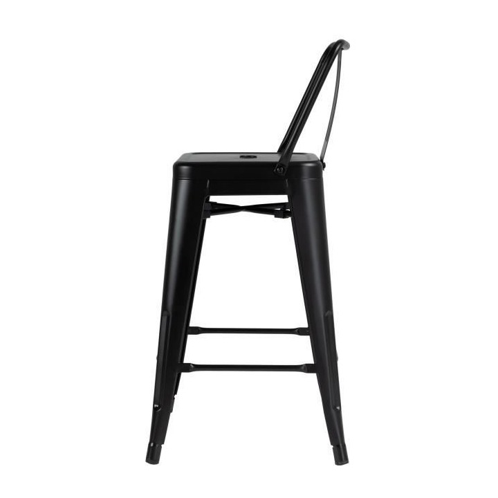 FACTORY Lot de 2 tabourets industriel en métal - Noir - L 30,5 x P 30