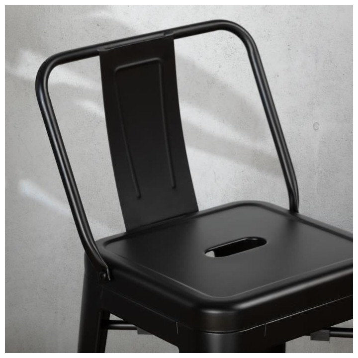 FACTORY Lot de 2 tabourets industriel en métal - Noir - L 30,5 x P 30