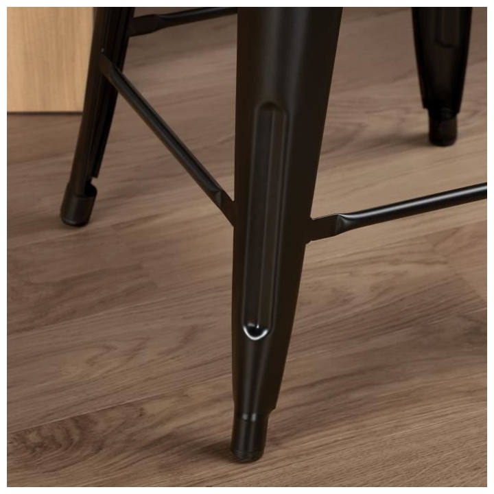 FACTORY Lot de 2 tabourets industriel en métal - Noir - L 30,5 x P 30