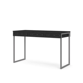 TVILUM Bureau 3 tiroirs - Décor frene noir - L 125,8 x P 51,6 x H 76,