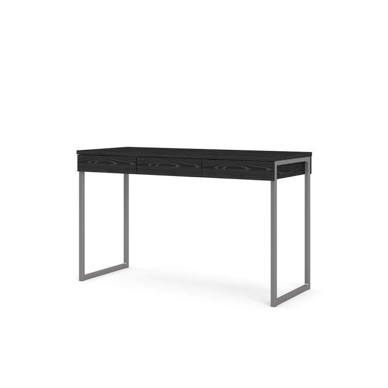 TVILUM Bureau 3 tiroirs - Décor frene noir - L 125,8 x P 51,6 x H 76,5 cm - TYLI