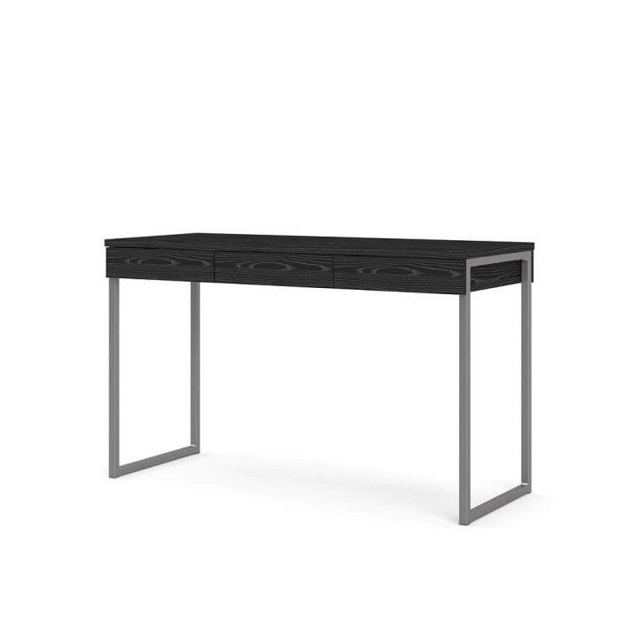 TVILUM Bureau 3 tiroirs - Décor frene noir - L 125,8 x P 51,6 x H 76,