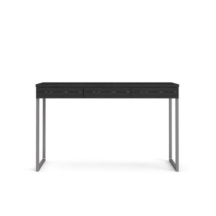 TVILUM Bureau 3 tiroirs - Décor frene noir - L 125,8 x P 51,6 x H 76,