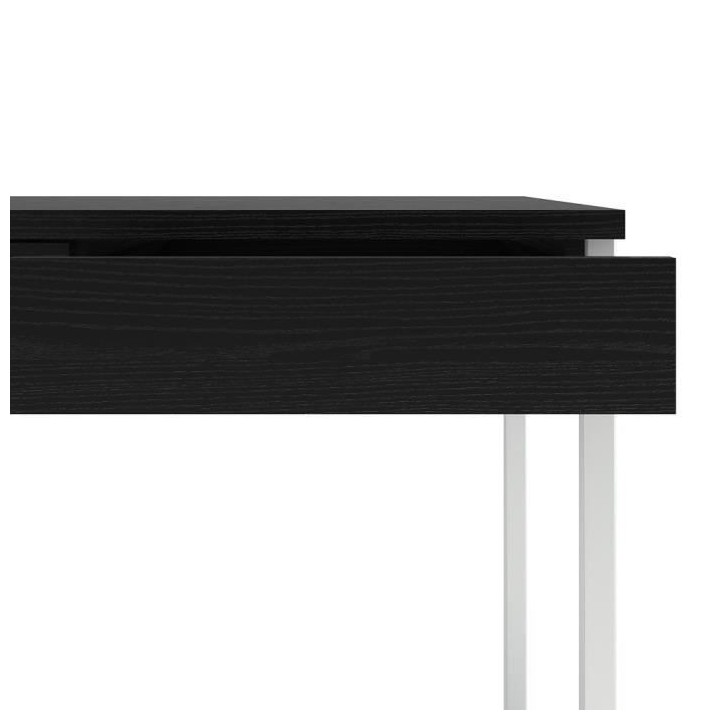 TVILUM Bureau 3 tiroirs - Décor frene noir - L 125,8 x P 51,6 x H 76,