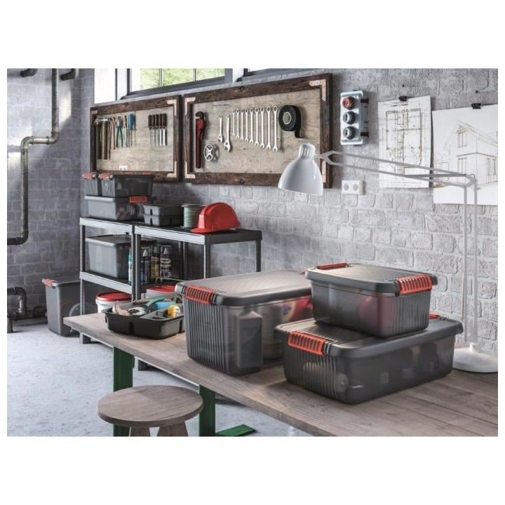 KIS | Boite de rangement 43L - K LATCH BOX L, Fumé, 59 x 39 x 28 cm