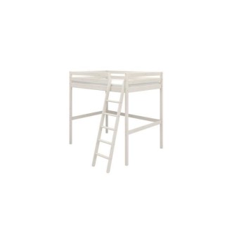 Lit mezzanine enfant - 140 x 190 cm - Pin massif blanchi - Sommier inc
