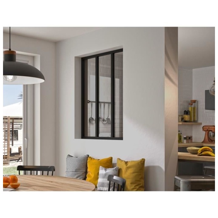 OPTIMUM Verriere 3 carreaux en verre trempé Noir - 108 x 90,5 cm