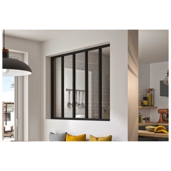 OPTIMUM Verriere 5 carreaux en verre trempé Noir - 108 x 148,7 cm