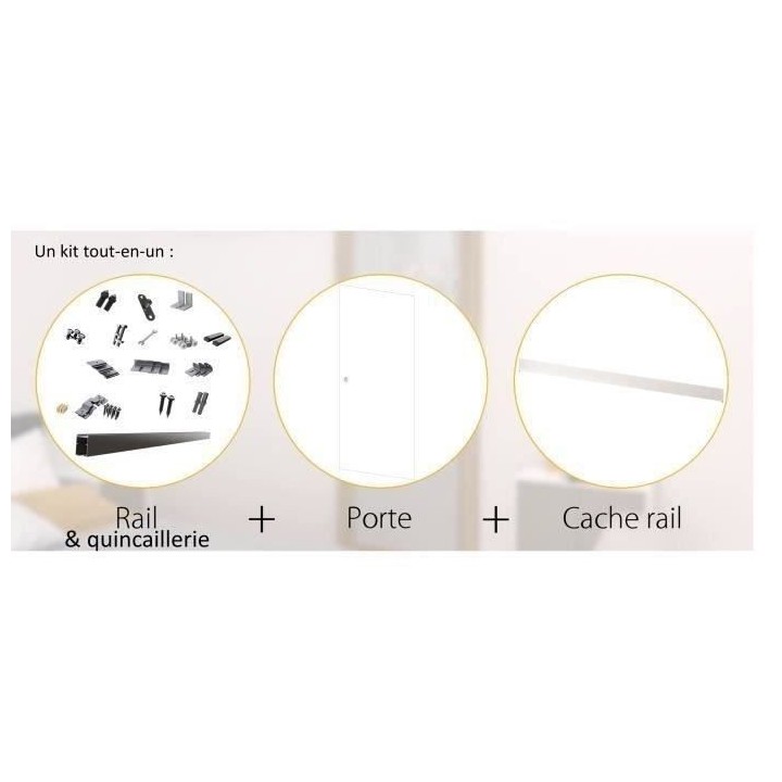 OPTIMUM - Kit porte coulissante + rail + bandeau pret a peindre - H.20