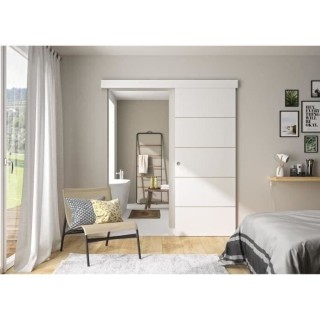 OPTIMUM - Kit porte coulissante + rail + bandeau - H.204xL.83xP.4 cm -