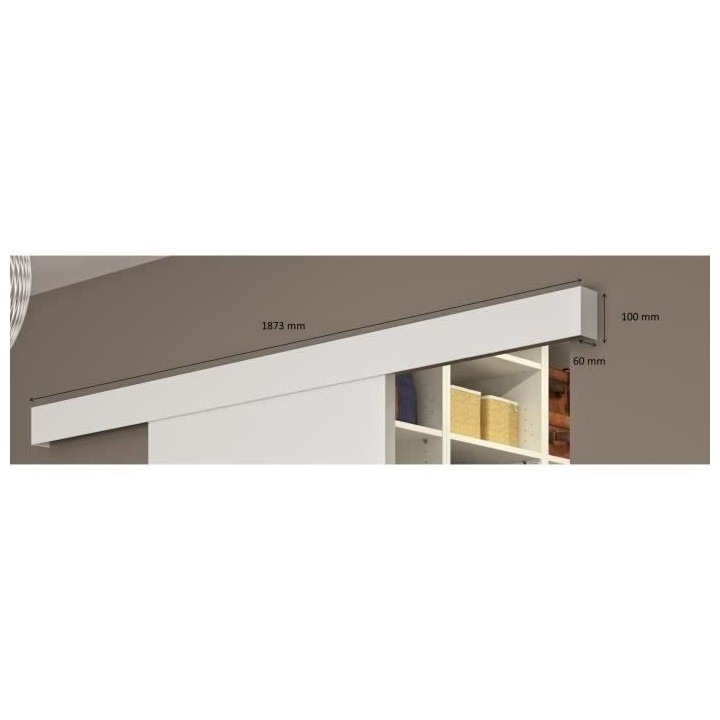 OPTIMUM - Kit porte coulissante + rail + bandeau - H.204xL.83xP.4 cm -