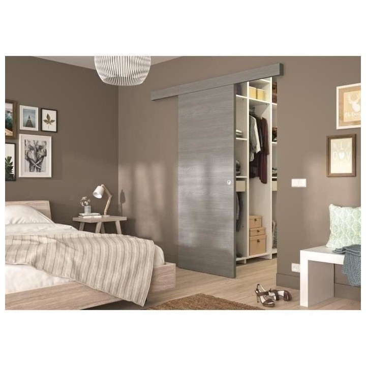 OPTIMUM - Kit porte coulissante + rail + bandeau Brazil - H.204xL.83xP