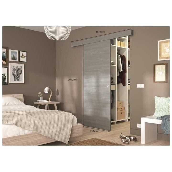 OPTIMUM - Kit porte coulissante + rail + bandeau Brazil - H.204xL.83xP