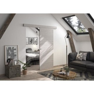 OPTIMUM - Kit porte coulissante + rail + bandeau Bilbao - H.204xL.83xP