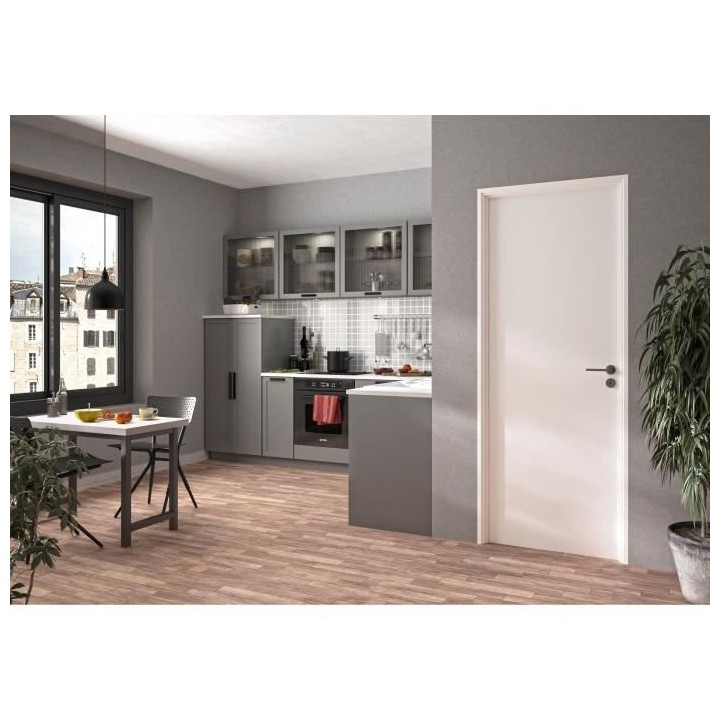 OPTIMUM Bloc Porte ajustable DÉCOR BLANC - poussant Gauche/poignée a