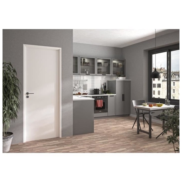 OPTIMUM Bloc Porte ajustable DÉCOR BLANC - poussant Droit/poignée a