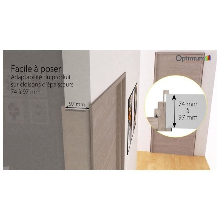 OPTIMUM Bloc porte blanc - poussant gauche - 830 mm
