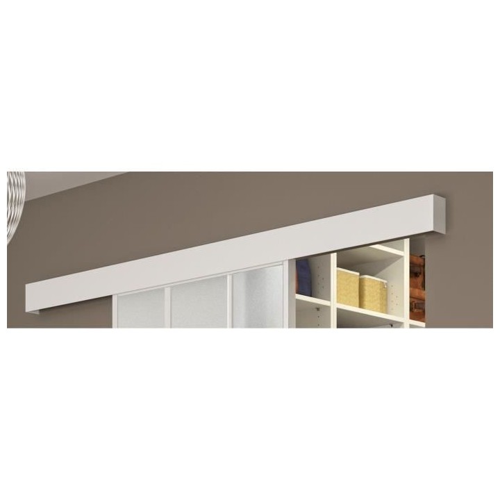 OPTIMUM Kit porte coulissante ATELIER BLANC 204 x 93 cm + rail 2 amort