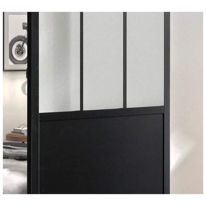 OPTIMUM Kit porte coulissante ATELIER noir + rail 2 amortisseurs + cac