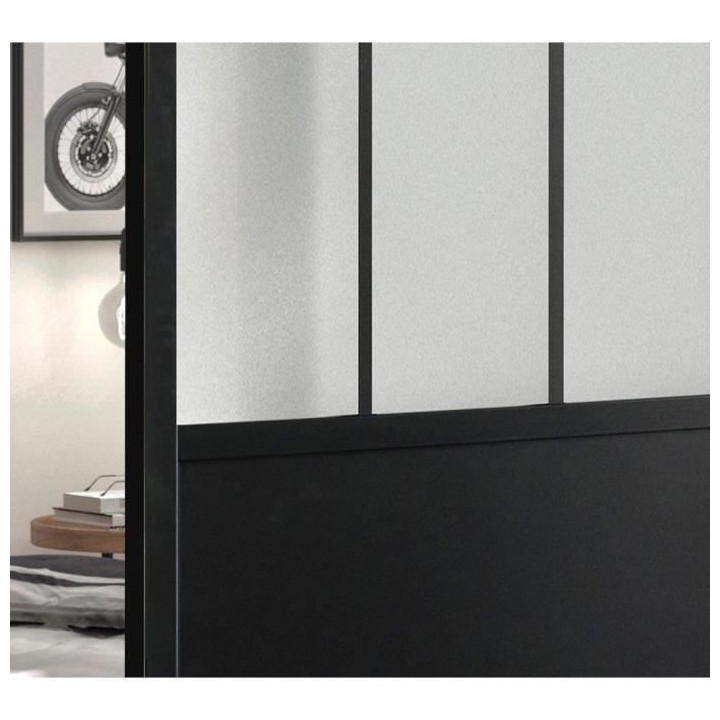 OPTIMUM - Kit porte coulissante + rail + bandeau Atelier - H 204 x L 9