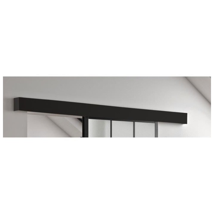 OPTIMUM - Kit porte coulissante + rail + bandeau Atelier - H 204 x L 9