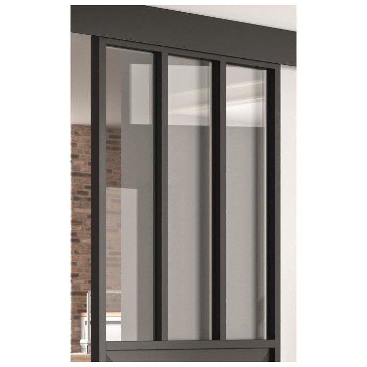 OPTIMUM Kit porte coulissante ATELIER noir + rail + cache rail - 204 x