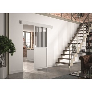 OPTIMUM Kit porte coulissante ATELIER blanc structuré + rail + cache