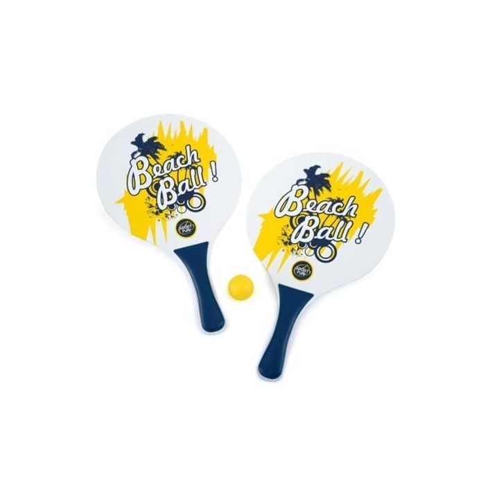 Set de 2 Raquettes Beach Ball Bois + 1 Balle
