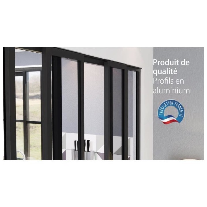 OPTIMUM Verriere coulissante 4 carreaux en verre trempé Noir - 108 x