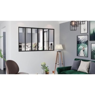 OPTIMUM Verriere coulissante 6 carreaux en verre trempé Noir - 108 x