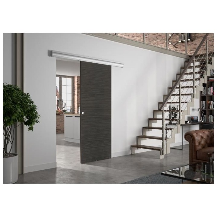 OPTIMUM Kit porte coulissante décor chene foncé MILANO + rail 2 amor