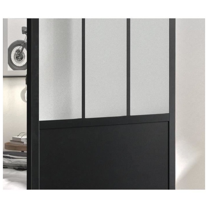 OPTIMUM Kit porte coulissante ATELIER noir + rail apparent - 204 x 93