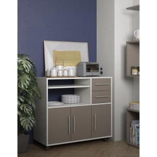 PEPPER Desserte de cuisine - 3 portes + 2 tiroirs + 1 étagere couliss