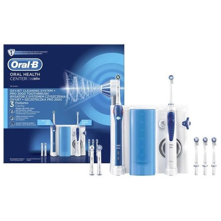 Oral-B Pro 2000+ Oxyjet Kit Brosse a Dent Electrique Rechargeable, 1 h