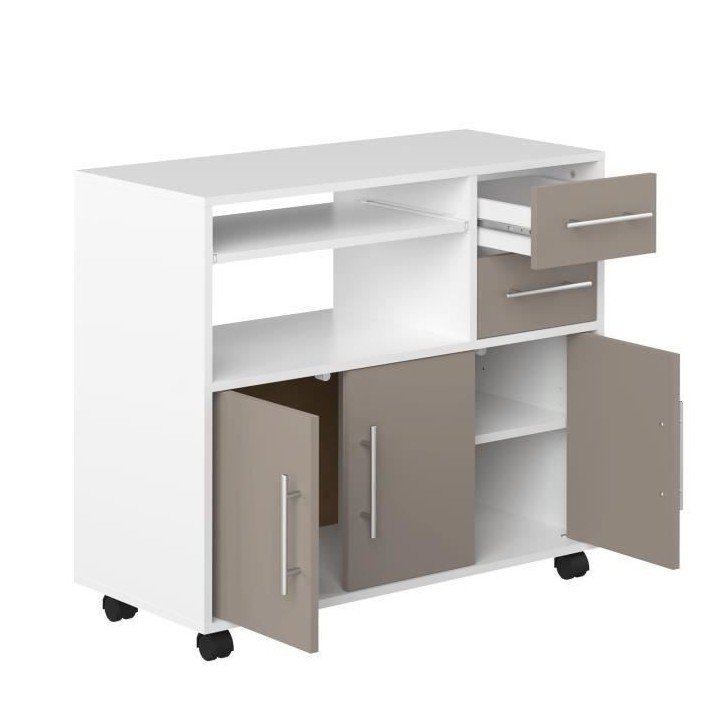 PEPPER Desserte de cuisine - 3 portes + 2 tiroirs + 1 étagere couliss